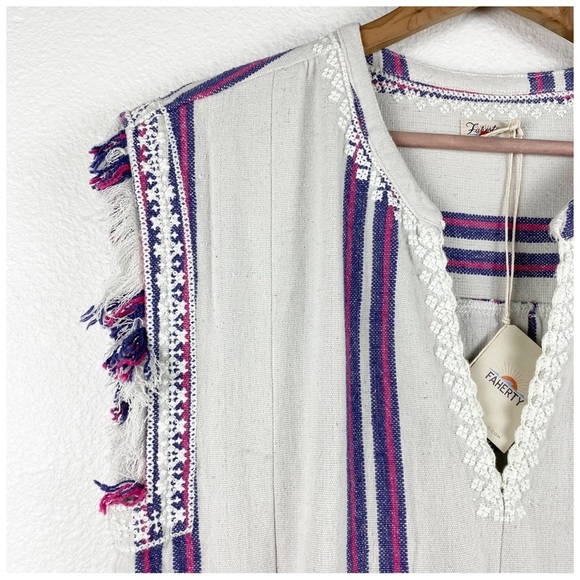 NWT Faherty Baja Beach Tunic Dress in French Rose Baja Stripe Size Large - Picture 8 of 12